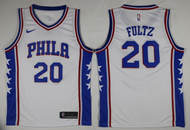 Men Philadelphia 76ers #20 Fultz White Game Nike NBA Jerseys->->NBA Jersey